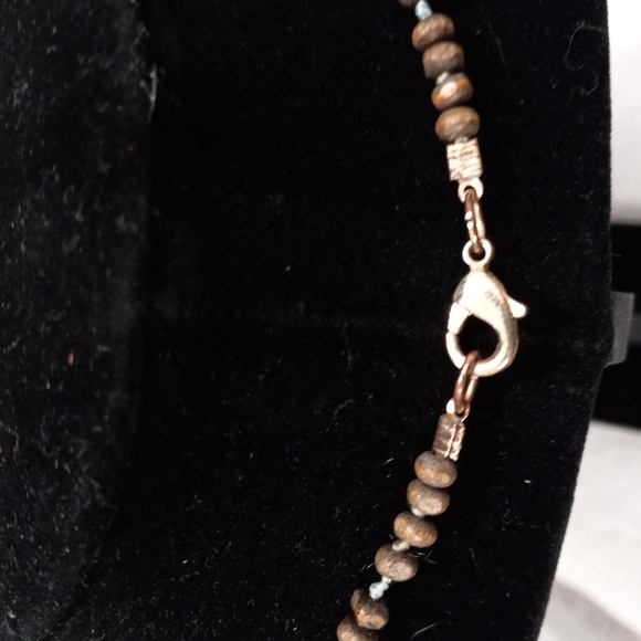 17" Seed Beaded Blue & Brown Long Neckless, Can be doubled - Picture 3 of 3